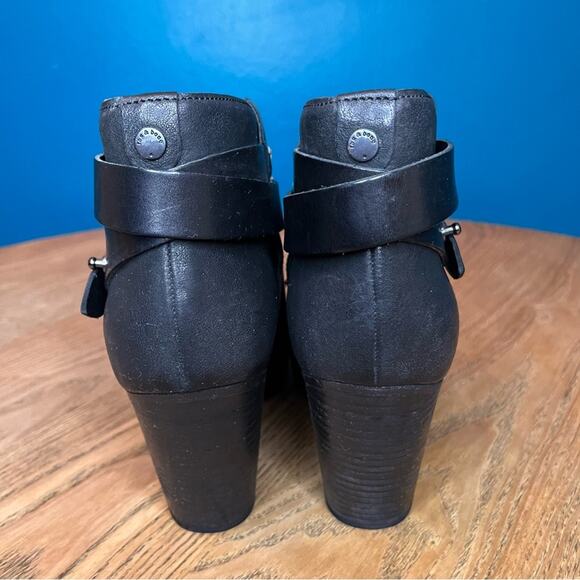 rag & bone Harrow Leather Ankle Boot Western Stacked Heel Black Size 9.5/39.5 - Picture 3 of 11